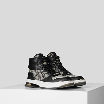 Férfi Karl Lagerfeld K/Monogram Elektro Jacquard Hi Top Tornacipő Fekete | BTM835720