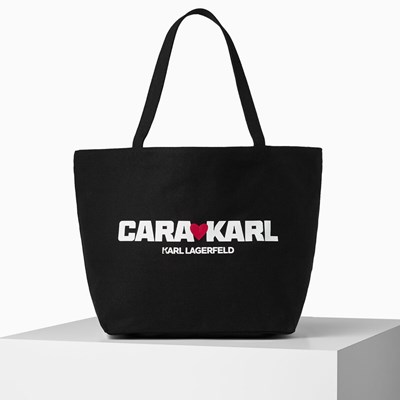 Női Karl Lagerfeld Cara Loves Karl Vászon Shopper Hordtáskák Fekete | PFA549271