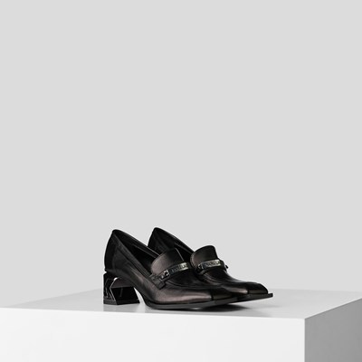 Női Karl Lagerfeld K-blok Apron Front Loafers Szandál & Balerina Fekete | PMV432061