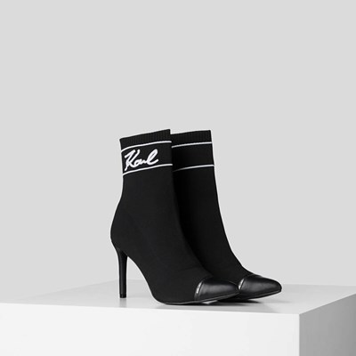 Női Karl Lagerfeld Pandara Signia Mid-calf Bakancs Fekete | FGB930472