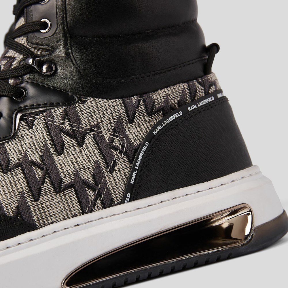 Férfi Karl Lagerfeld K/Monogram Elektro Jacquard Hi Top Tornacipő Fekete | BTM835720