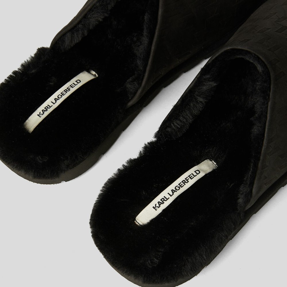 Férfi Karl Lagerfeld Kl Monogram Salon Slippers Szandál & Balerina Fekete | WCH783021