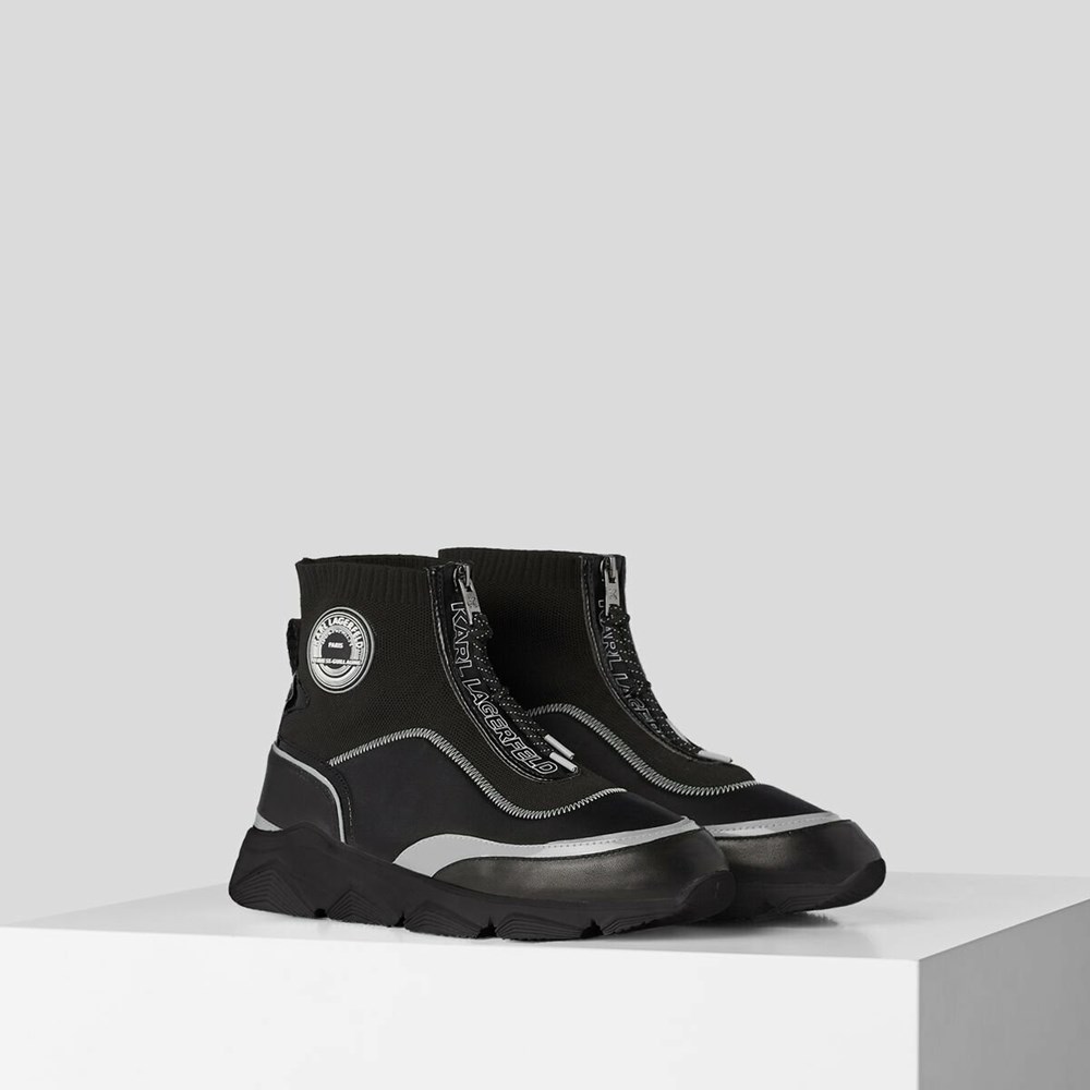 Férfi Karl Lagerfeld Rue St-guillaume Logo Ankle Boots Tornacipő Fekete | OAS463521