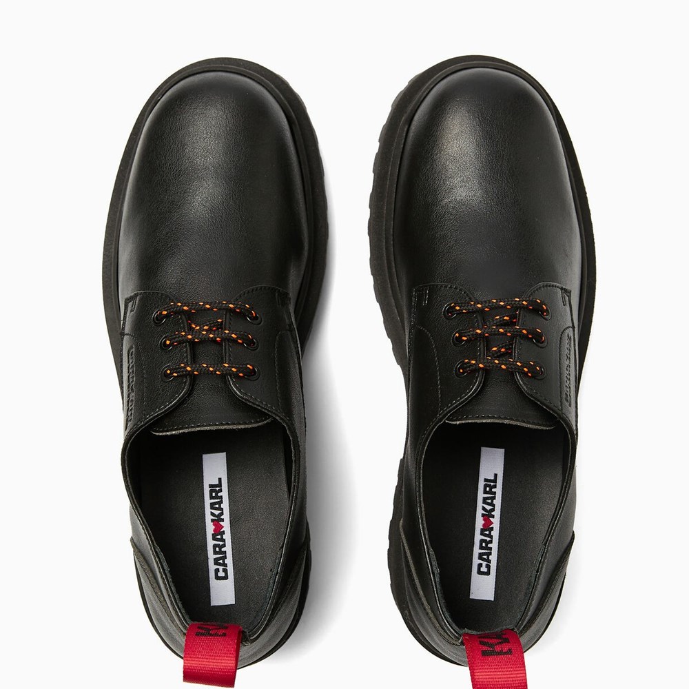 Női Karl Lagerfeld Cara Loves Karl Derby Shoes Tornacipő Fekete | KLY614752