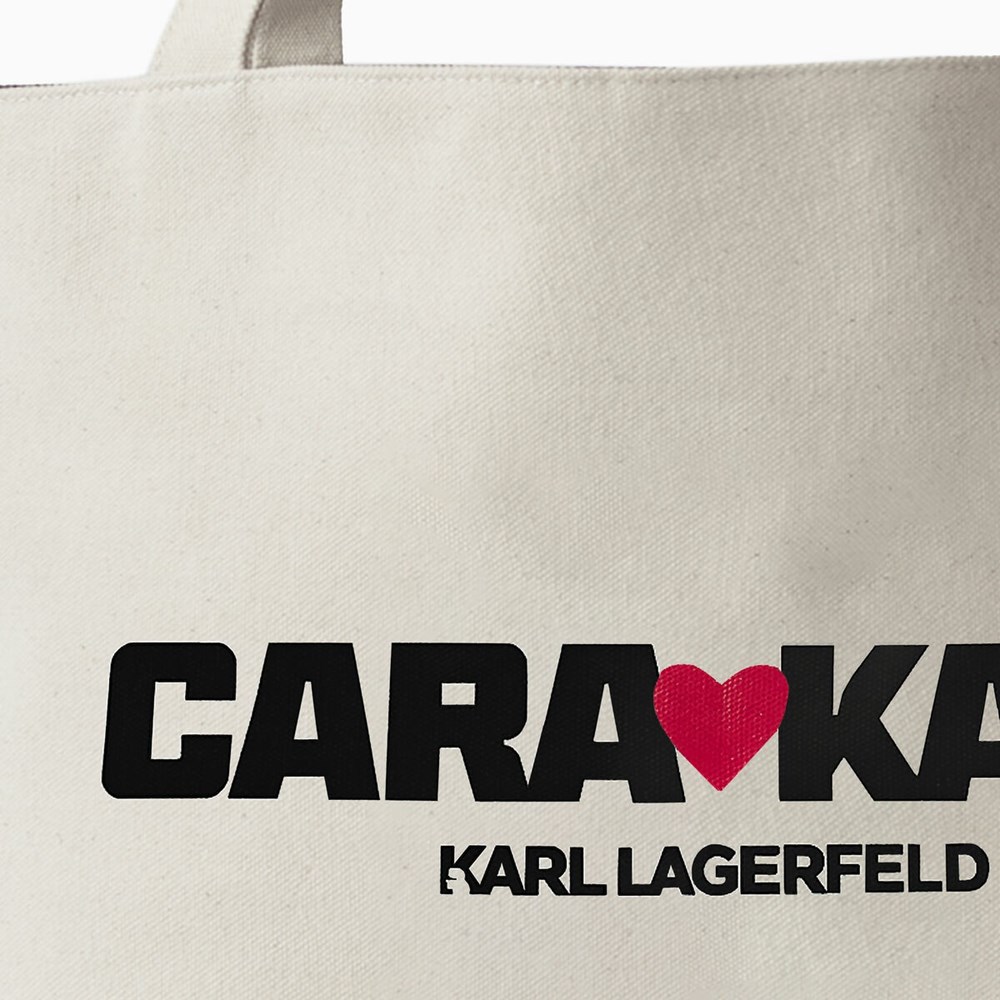 Női Karl Lagerfeld Cara Loves Karl Vászon Shopper Hordtáskák Bézs | VTX526378