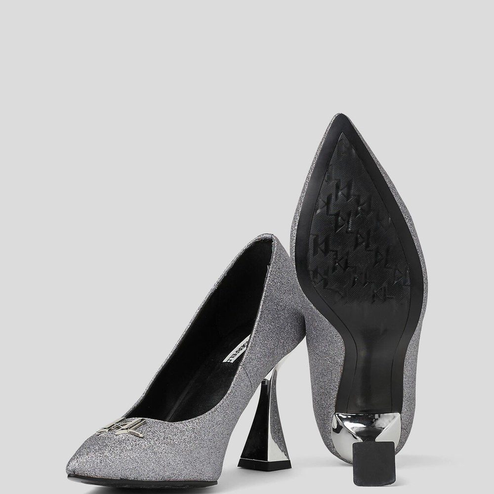 Női Karl Lagerfeld Debut Brooch Court Shoes Magassarkú Titán | CXS157234