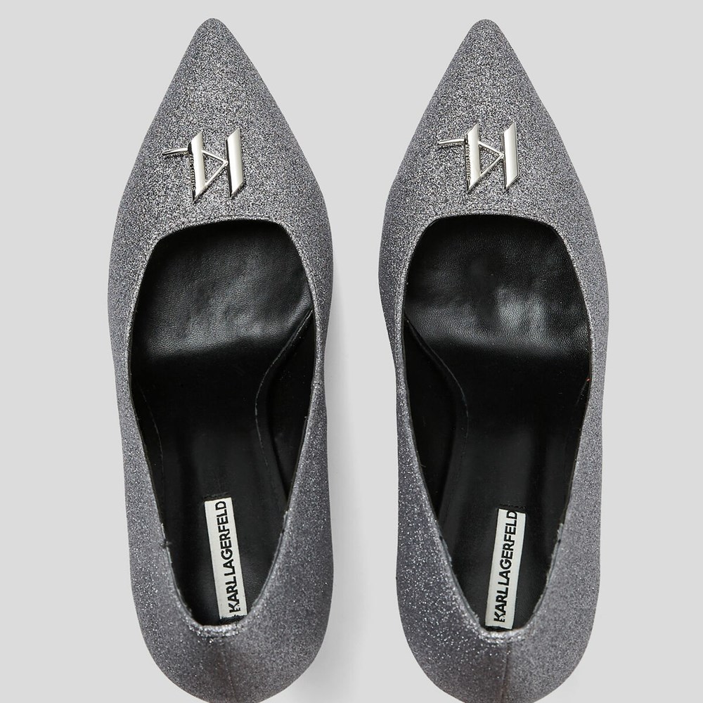 Női Karl Lagerfeld Debut Brooch Court Shoes Magassarkú Titán | CXS157234