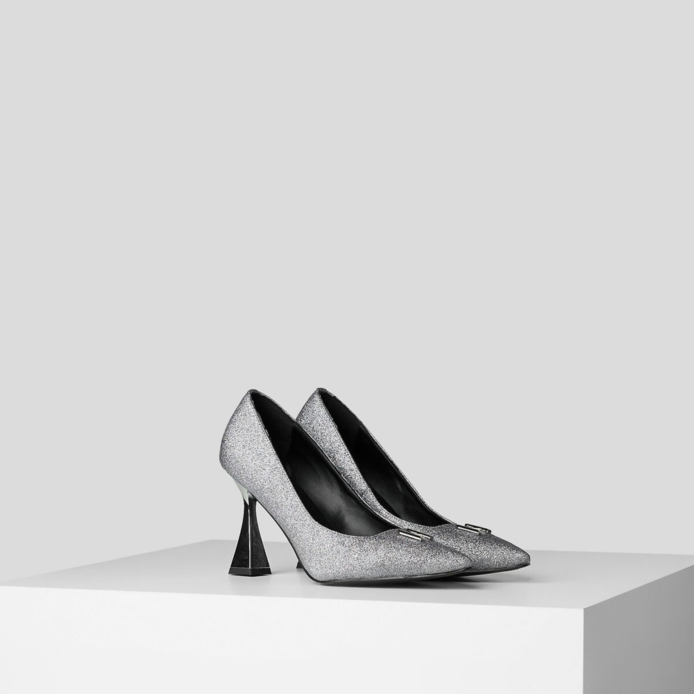 Női Karl Lagerfeld Debut Brooch Court Shoes Magassarkú Titán | CXS157234