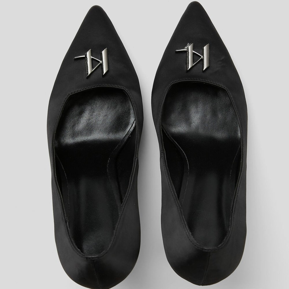 Női Karl Lagerfeld Debut Brooch Court Shoes Magassarkú Fekete | WHD923507