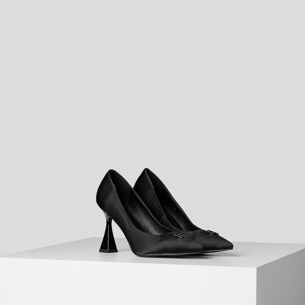 Női Karl Lagerfeld Debut Brooch Court Shoes Magassarkú Fekete | WHD923507