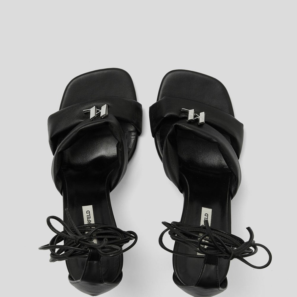 Női Karl Lagerfeld Debut Longlace Sandal Magassarkú Fekete | YIW741368