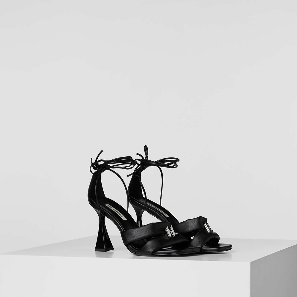 Női Karl Lagerfeld Debut Longlace Sandal Magassarkú Fekete | YIW741368