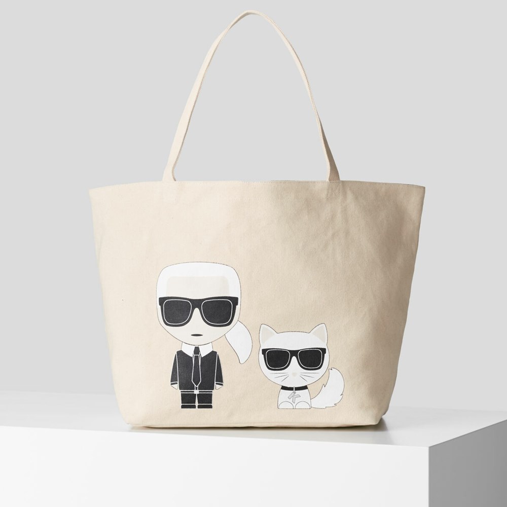 Női Karl Lagerfeld Ikonik Karl & Choupette Hordtáskák Bézs | GXD081926