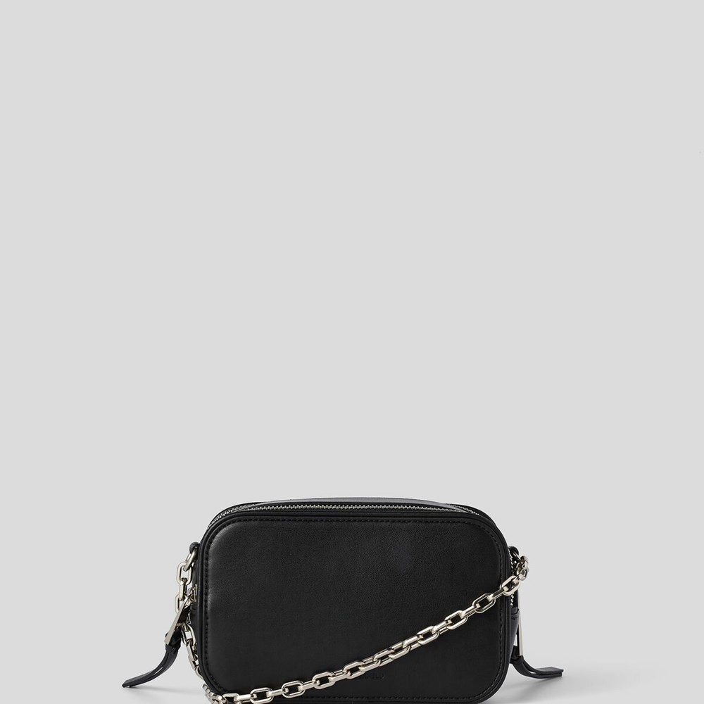 Női Karl Lagerfeld K/Badges BouclÉ Camera Bag Crossbody Táska Fekete Fehér | QDW596732