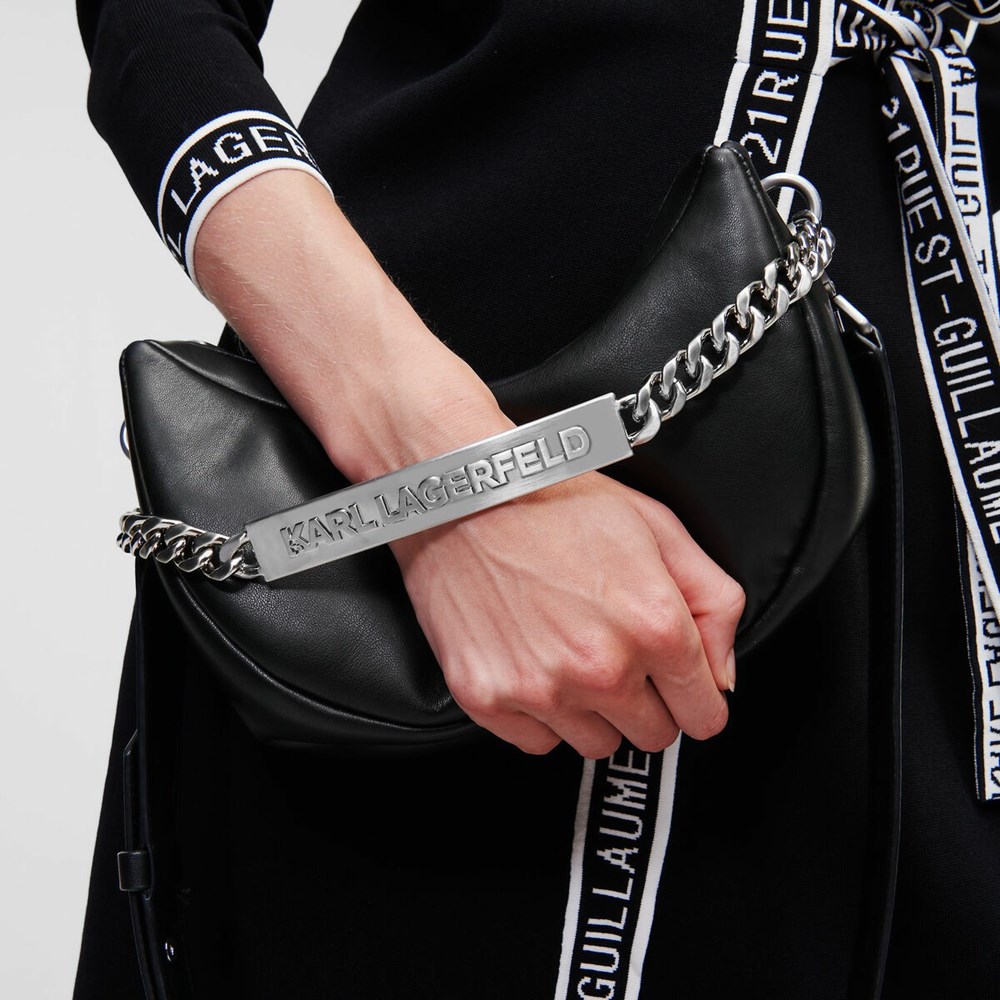 Női Karl Lagerfeld K/Id Half-moon Shoulder Bags Crossbody Táska Fekete | ZIO265349