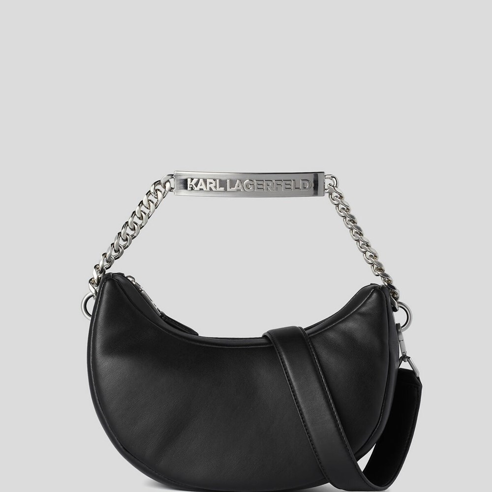 Női Karl Lagerfeld K/Id Half-moon Shoulder Bags Crossbody Táska Fekete | ZIO265349