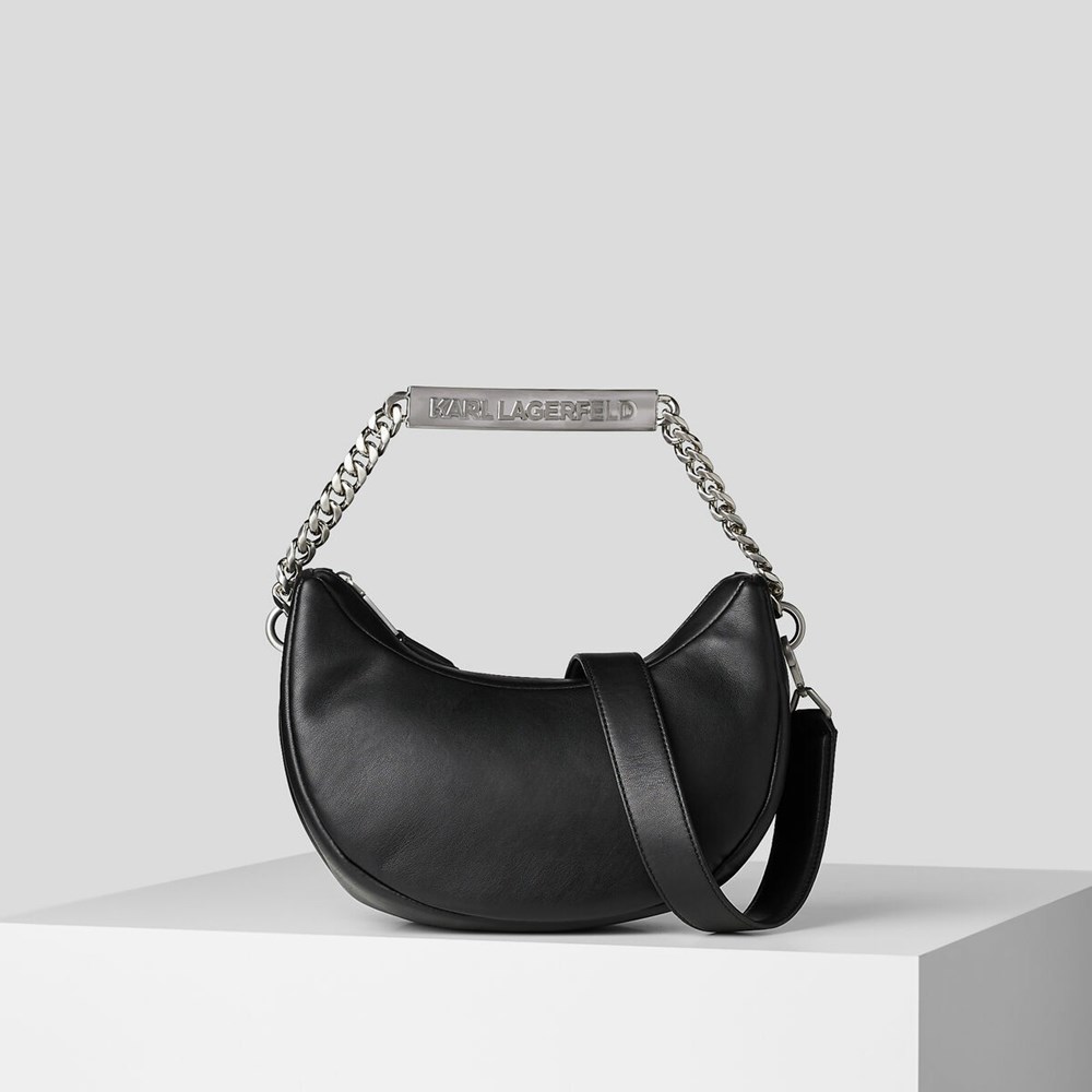 Női Karl Lagerfeld K/Id Half-moon Shoulder Bags Crossbody Táska Fekete | ZIO265349