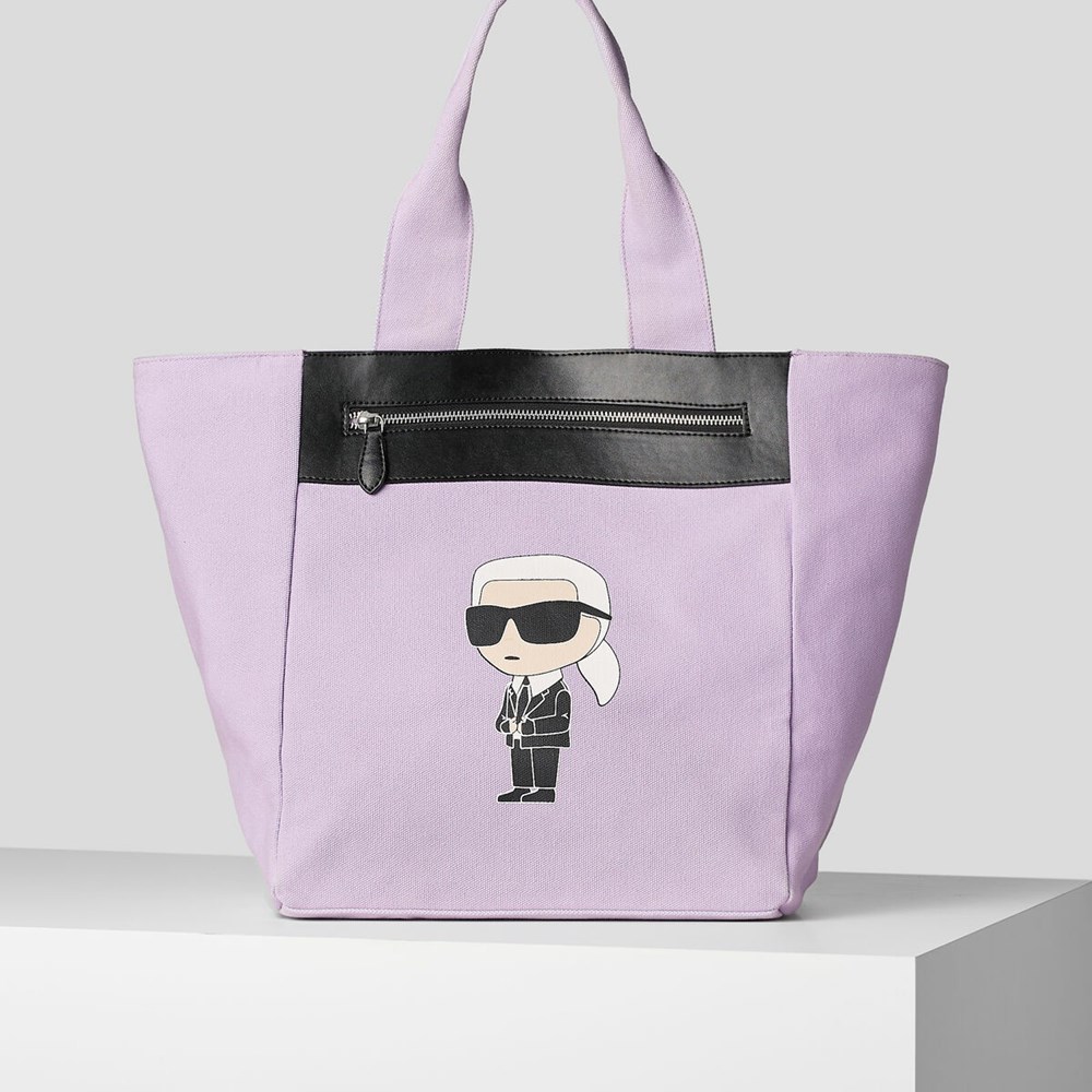 Női Karl Lagerfeld K/Ikonik 2.0 Karl Zipped Pocket Shopper Hordtáskák Lila | FTV896213