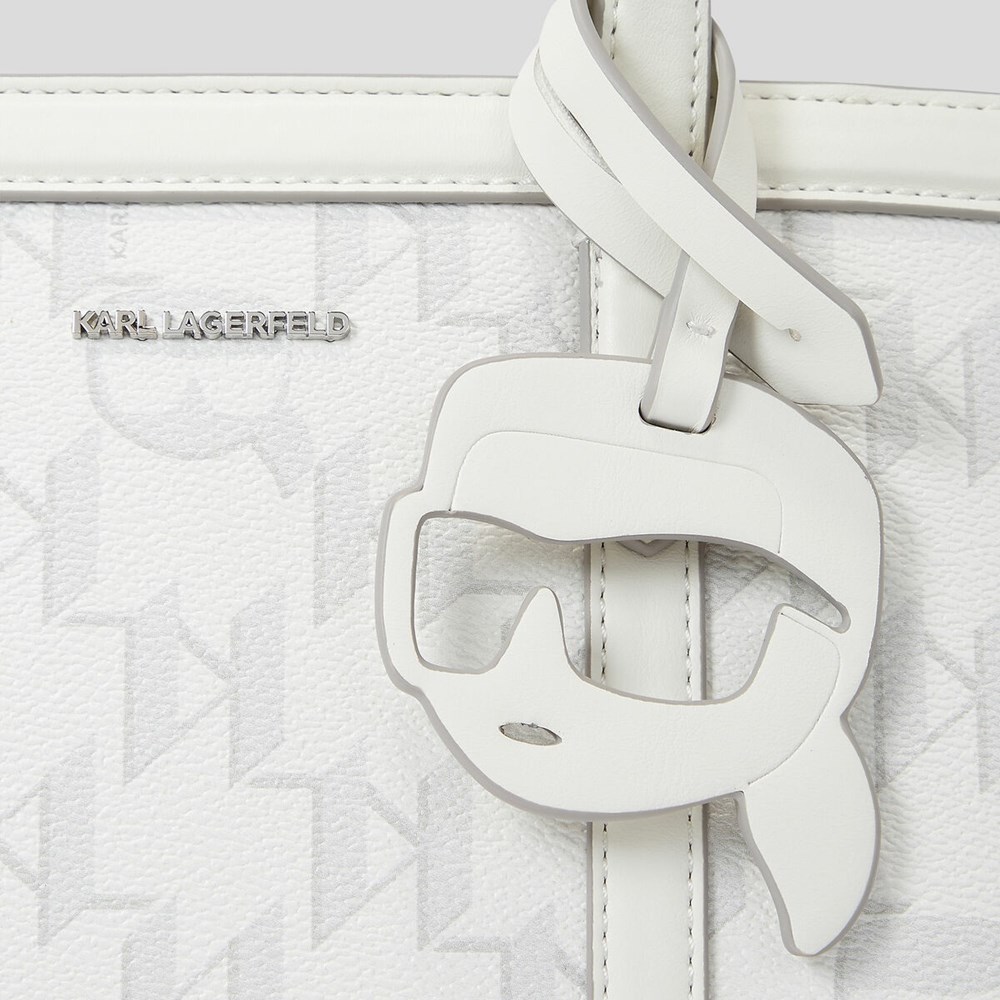 Női Karl Lagerfeld K/Ikonik 2.0 Monogram Small Coated Vászon Hordtáskák Fehér | OSR478521