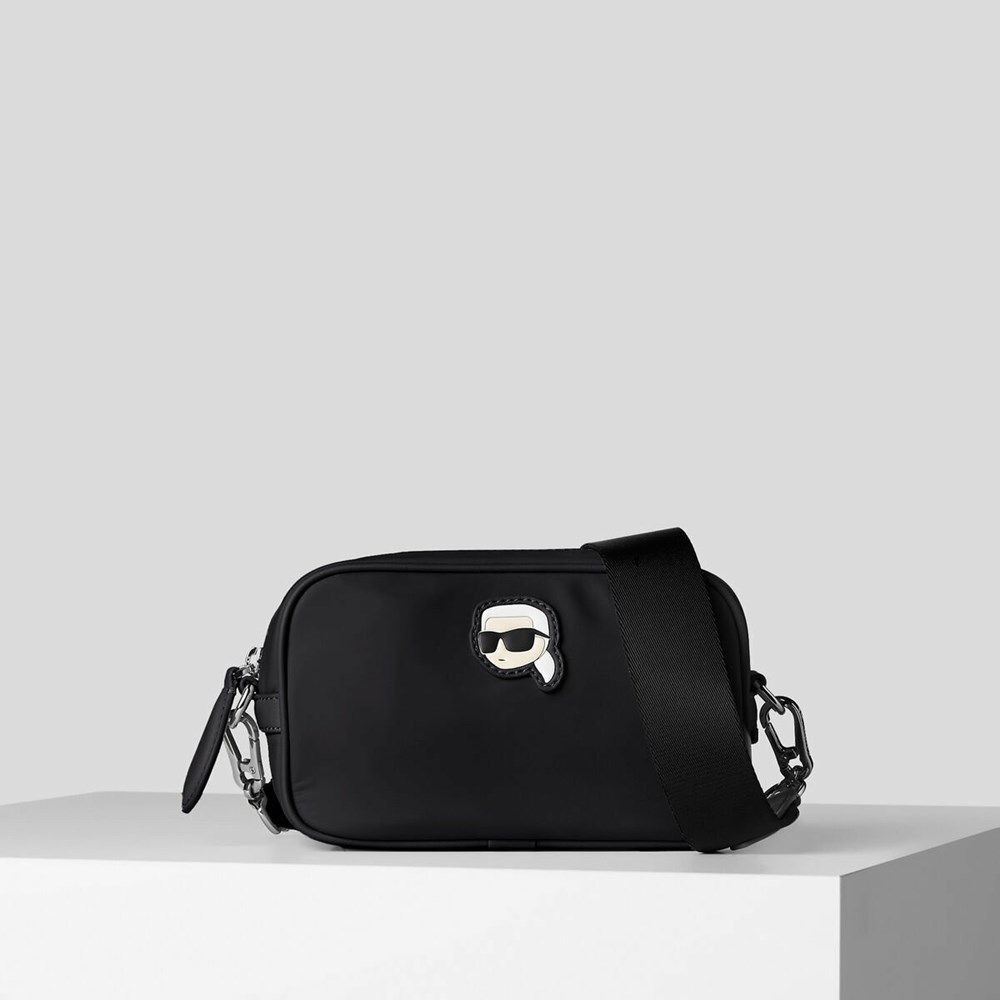 Női Karl Lagerfeld K/Ikonik 2.0 Nejlon Camera Bag Crossbody Táska Fekete | ZEH863975