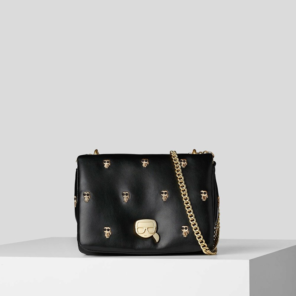 Női Karl Lagerfeld K/Ikonik Embroidered Crossbody Táska Fekete | FKD087462