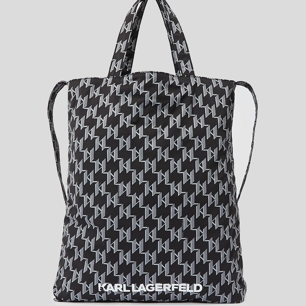 Női Karl Lagerfeld K/Ikonik Monogram Packable Nejlon Hordtáskák Fekete | MQP182467