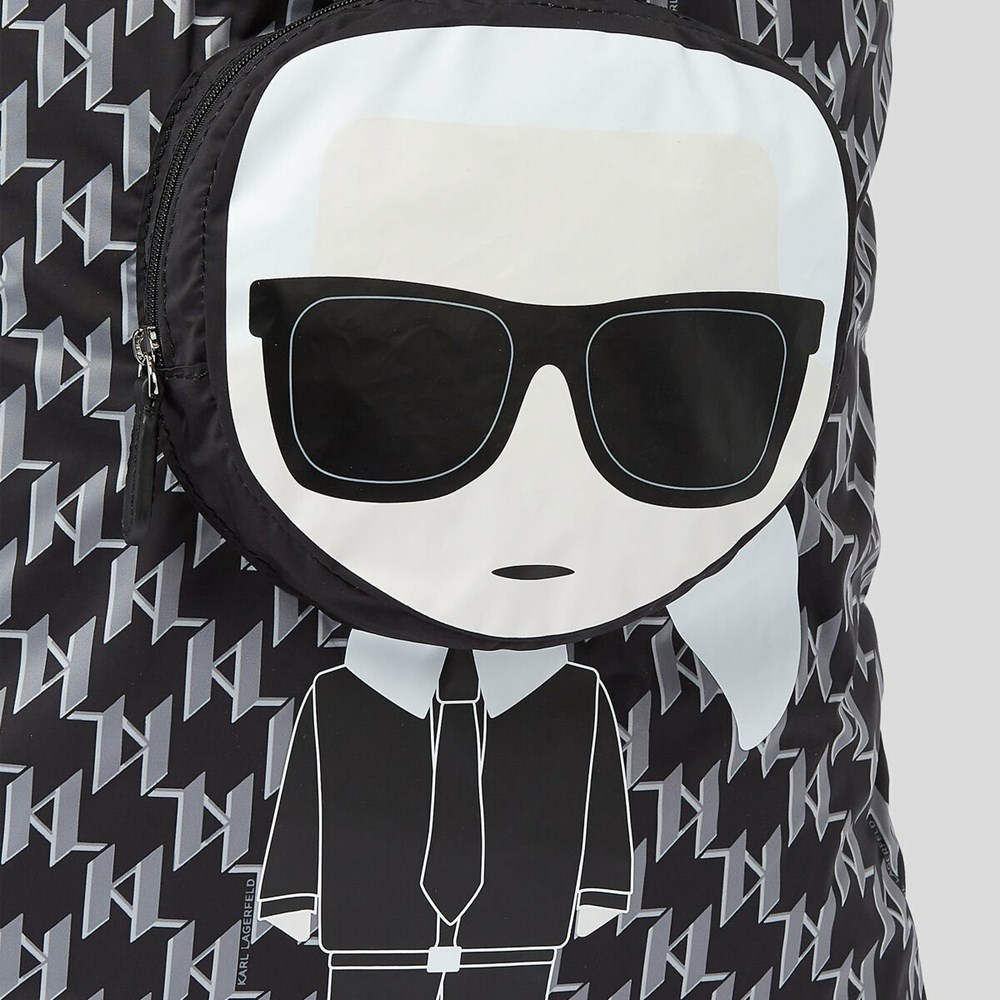 Női Karl Lagerfeld K/Ikonik Monogram Packable Nejlon Hordtáskák Fekete | MQP182467