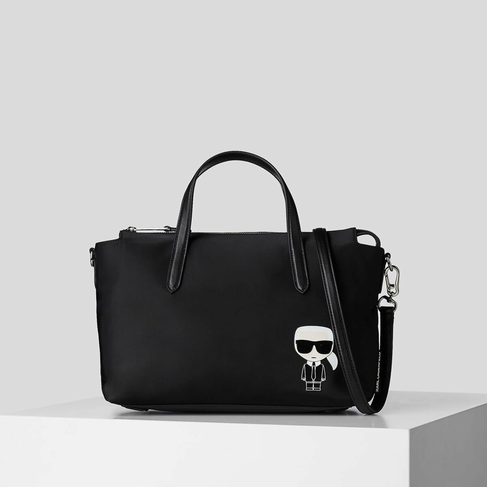 Női Karl Lagerfeld K/Ikonik Nejlon Satchel Crossbody Táska Fekete | CBU826059