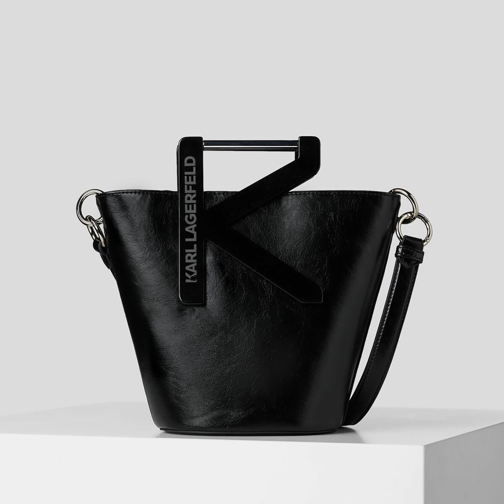 Női Karl Lagerfeld K/Karl Handle Bucket Bag Crossbody Táska Fekete | YDB214853