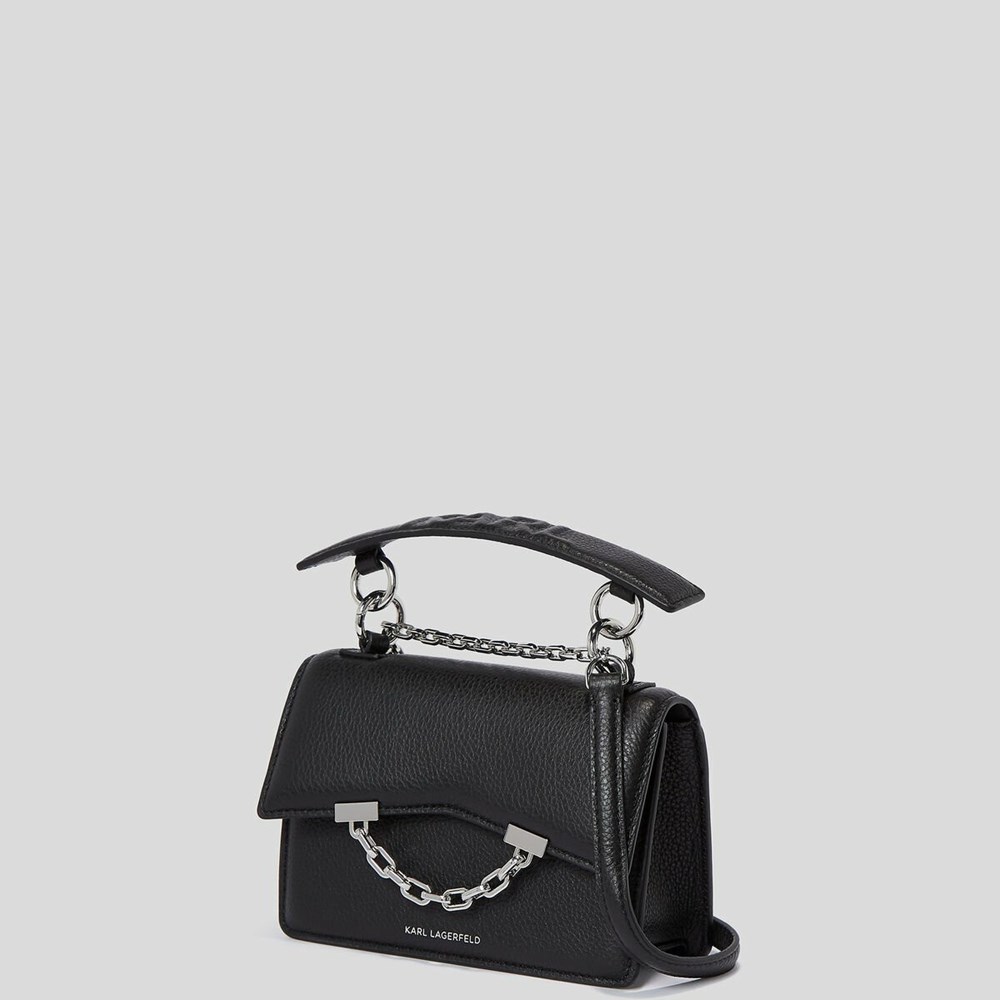 Női Karl Lagerfeld K/Karl Seven Grain Bőr Mini Shoulder Bags Crossbody Táska Fekete | GIM167502