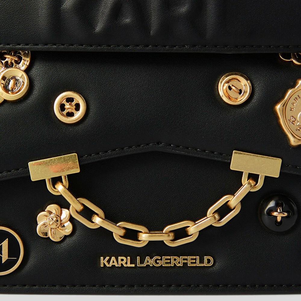 Női Karl Lagerfeld K/Karl Seven Metal Badges Mini Válltáskák Fekete | WPR016854