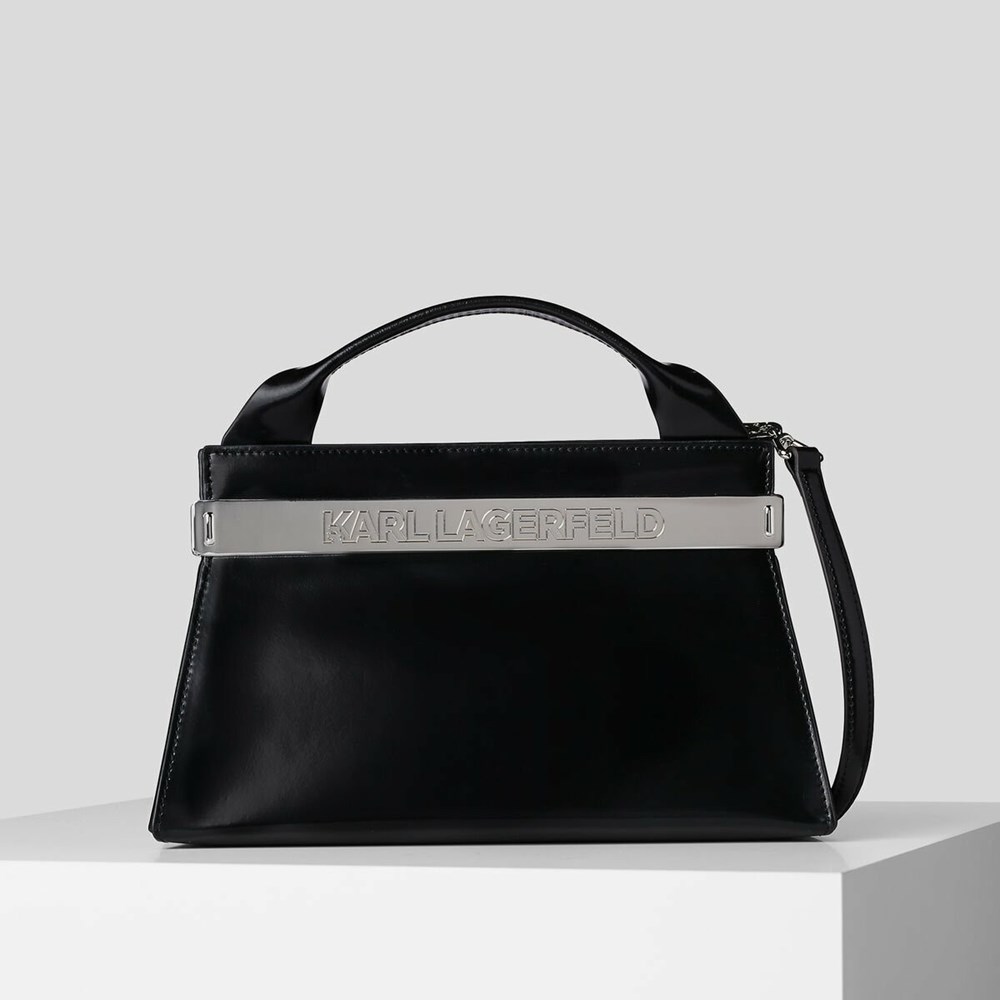 Női Karl Lagerfeld K/Kross Archive Recycled Bőr Top-handle Bag Kézitáska Fekete | OXS981265