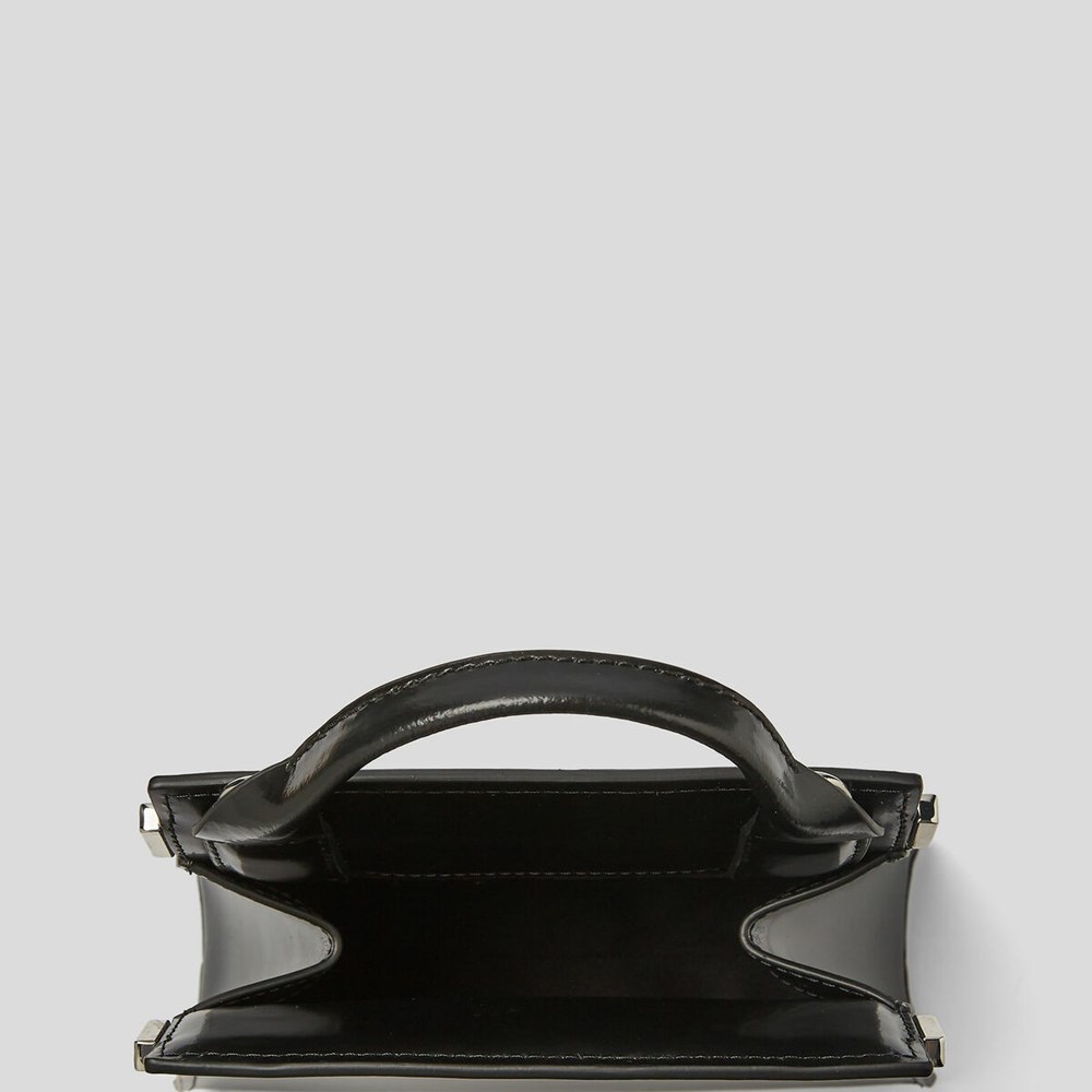 Női Karl Lagerfeld K/Kross Archive Recycled Bőr Small Top-handle Bag Kézitáska Fekete | UEZ670392