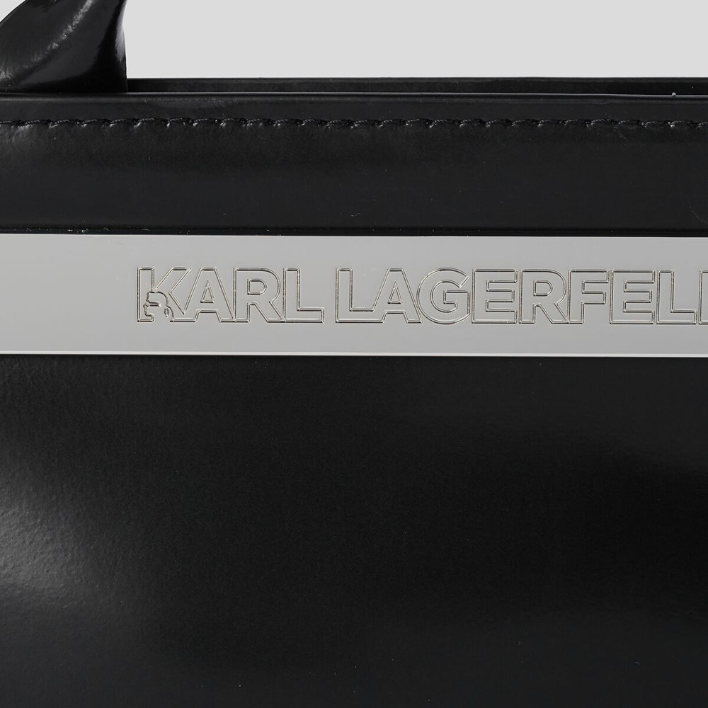 Női Karl Lagerfeld K/Kross Archive Recycled Bőr Small Top-handle Bag Kézitáska Fekete | UEZ670392