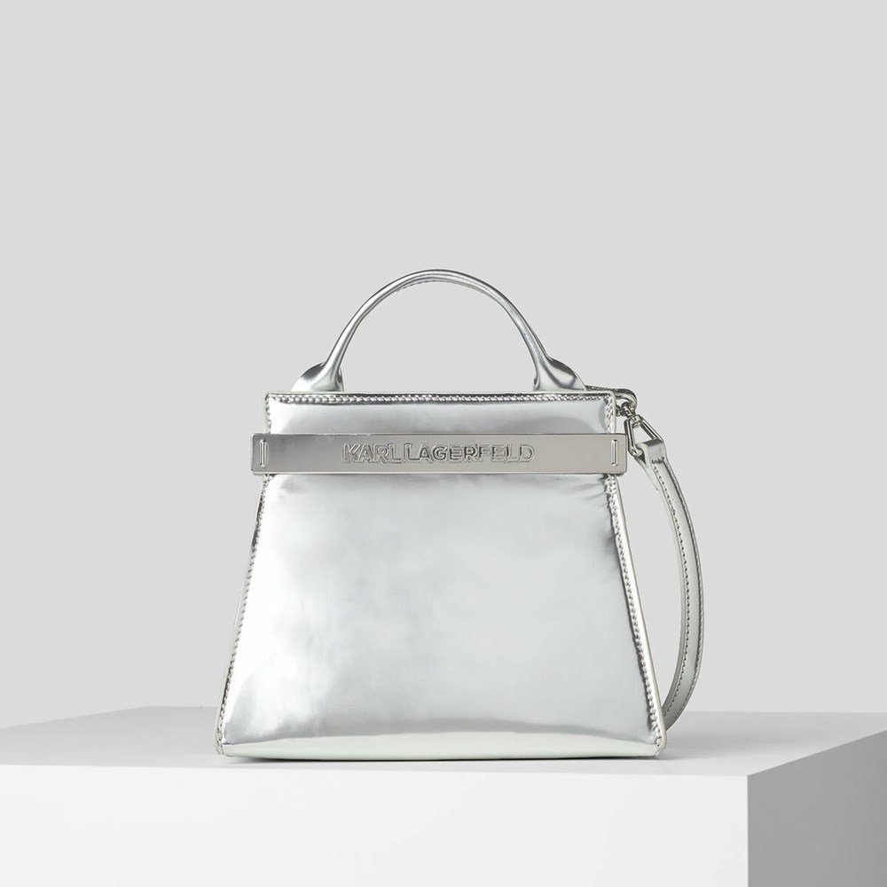 Női Karl Lagerfeld K/Kross Archive Small Top-handle Bag Kézitáska Titán | EHB680231