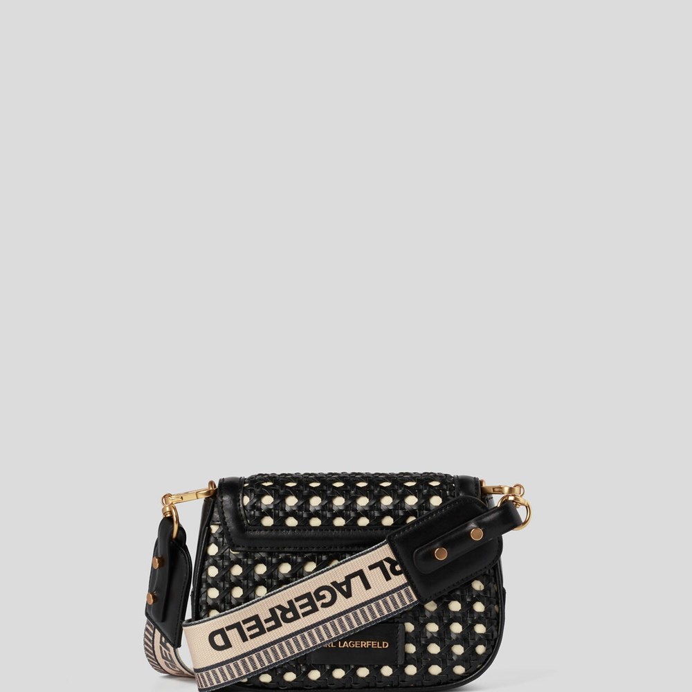 Női Karl Lagerfeld K/Levelek Small Woven Crossbody Táska Fekete | XGT283497