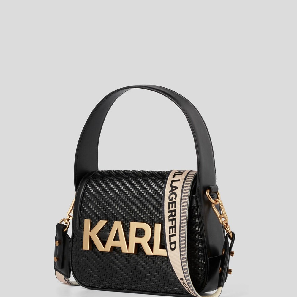 Női Karl Lagerfeld K/Levelek Woven Crossbody Táska Fekete | WVK317624