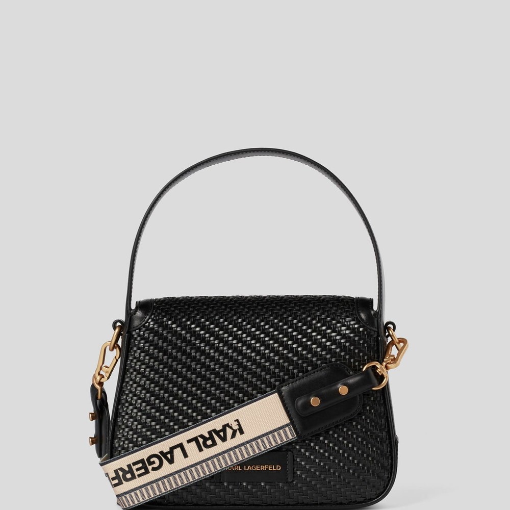 Női Karl Lagerfeld K/Levelek Woven Crossbody Táska Fekete | WVK317624