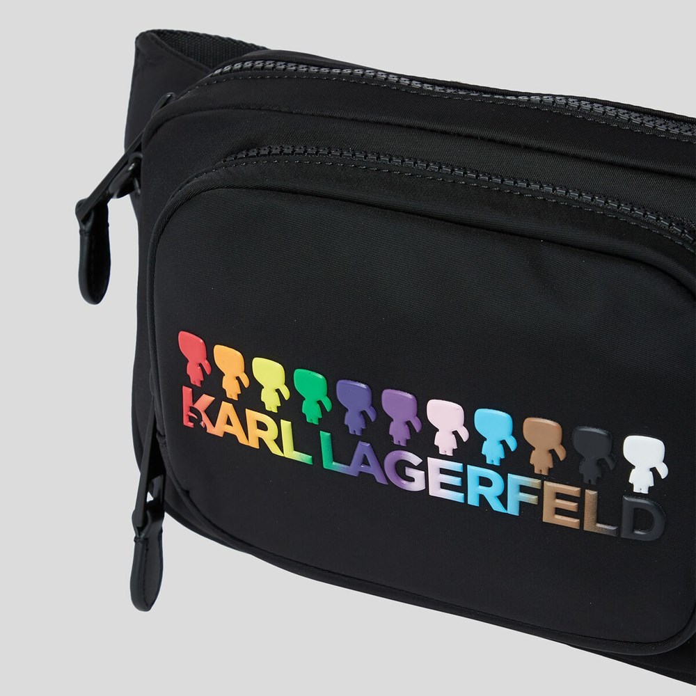 Női Karl Lagerfeld K/Love Convertible Nejlon Bumbag Crossbody Táska Fekete | KXJ094136