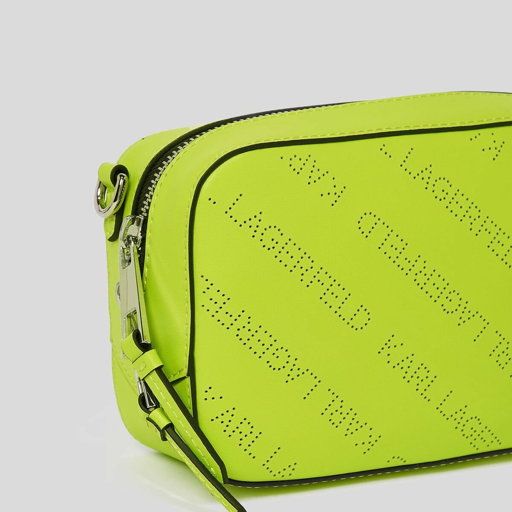 Női Karl Lagerfeld K/Punched Logo Camera Bag Crossbody Táska Világos Zöld | UDC876150