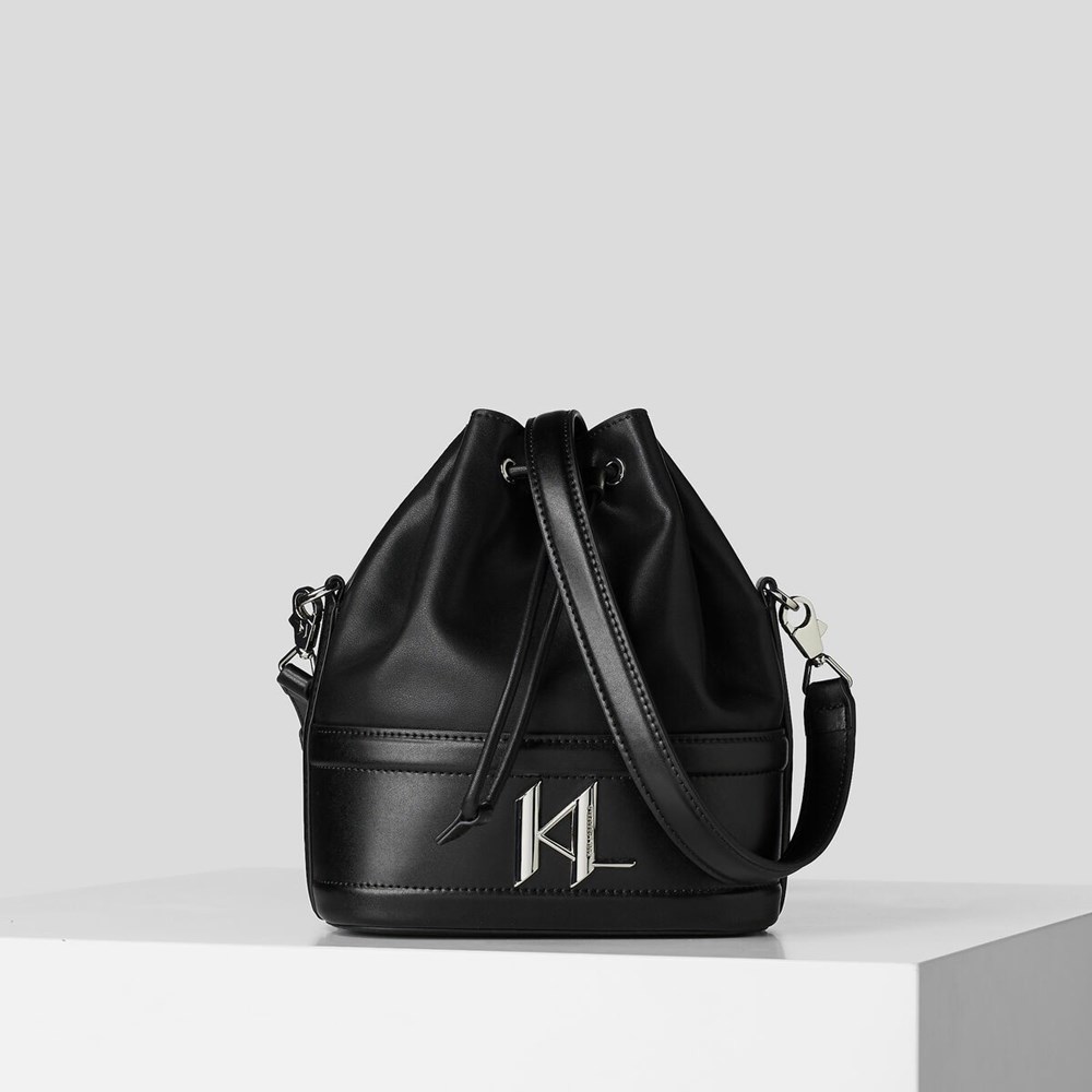 Női Karl Lagerfeld K/Saddle Bucket Bag Crossbody Táska Fekete | LBT167802