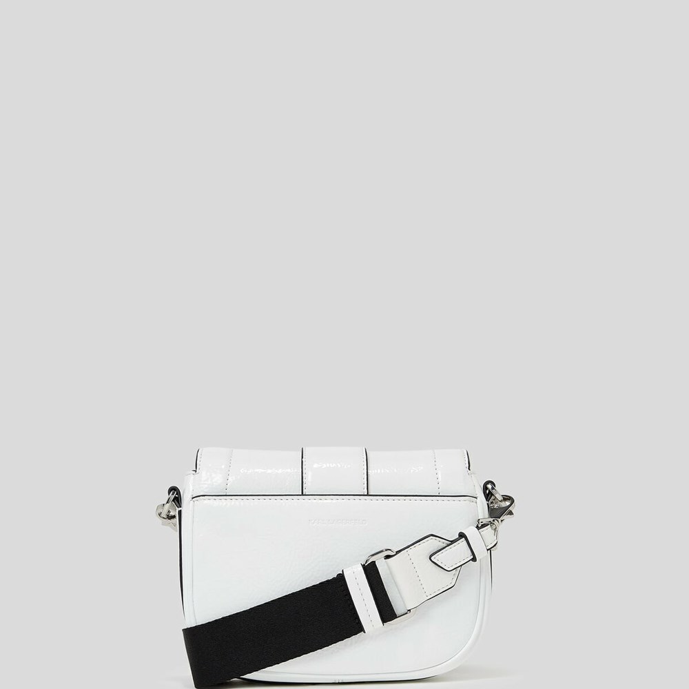 Női Karl Lagerfeld K/Saddle Lakkbőr Small Shoulder Bags Crossbody Táska Fehér | HFR562409