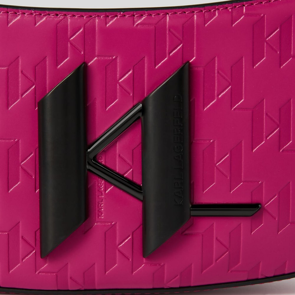 Női Karl Lagerfeld K/Saddle Monogram-embossed Válltáskák Fukszia | KBW296831