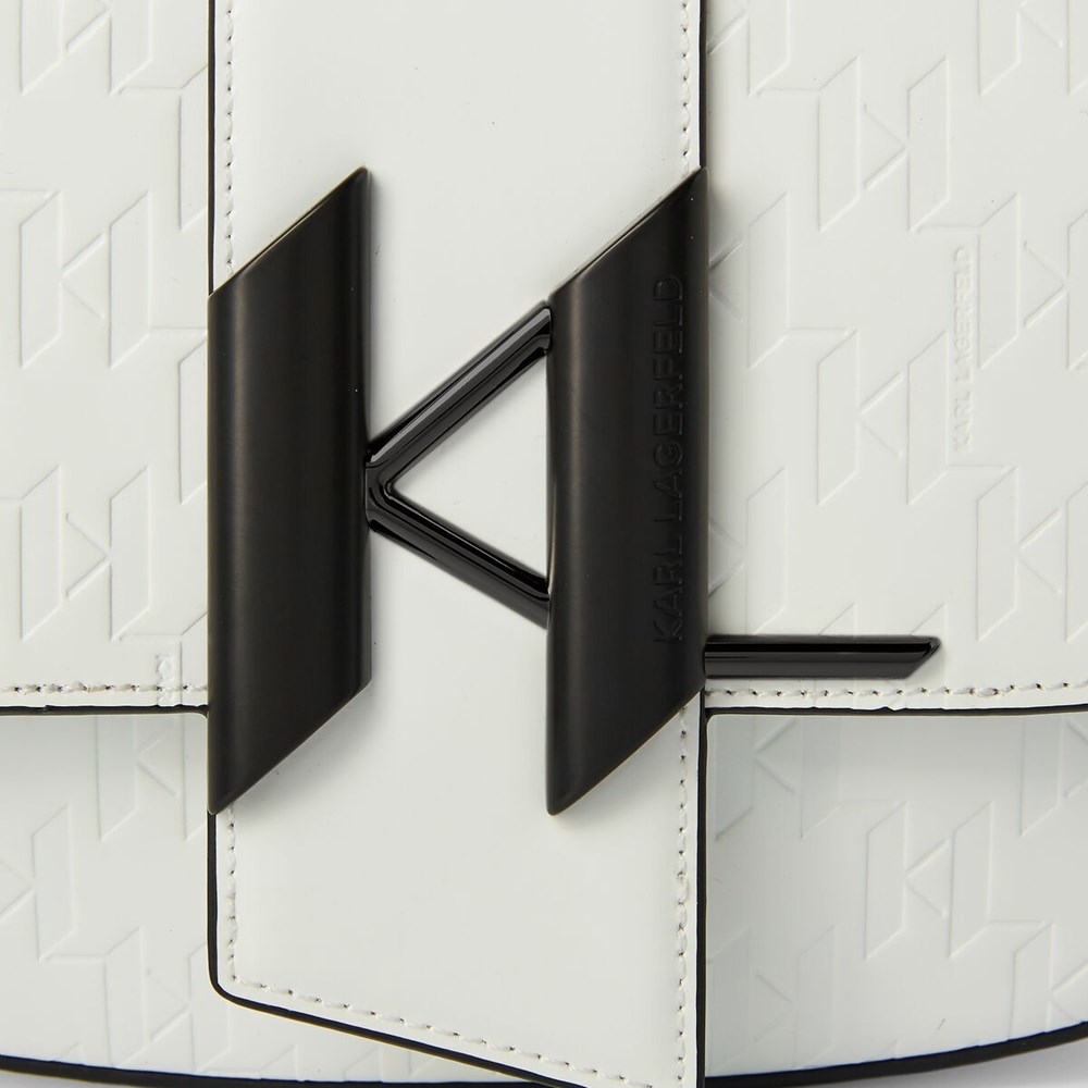 Női Karl Lagerfeld K/Saddle Monogram-embossed Válltáskák Fehér | RFT248079