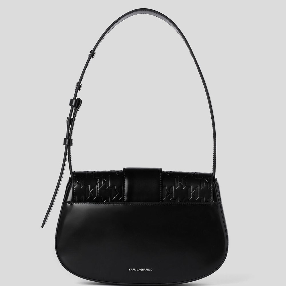 Női Karl Lagerfeld K/Saddle Monogram-embossed Válltáskák Fekete | TNP394160