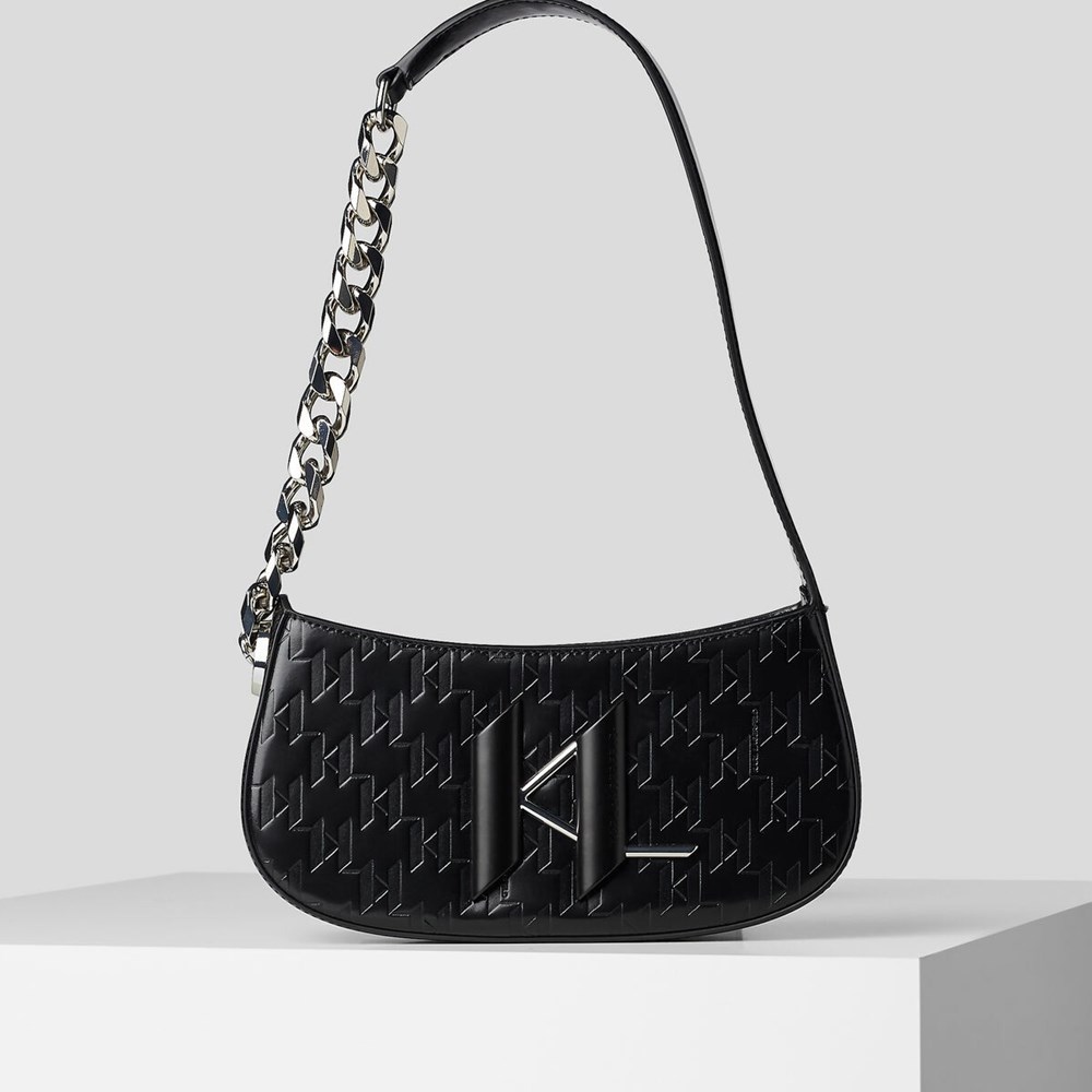 Női Karl Lagerfeld K/Saddle Monogram-embossed Baguette Táska Fekete | WCP504673