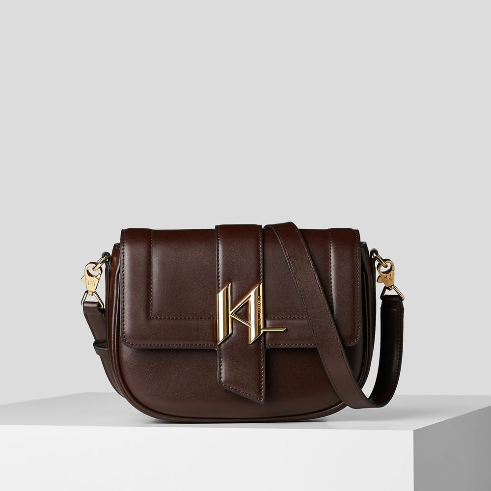 Női Karl Lagerfeld K/Saddle Shoulder Bags Crossbody Táska Barna | OKC673902