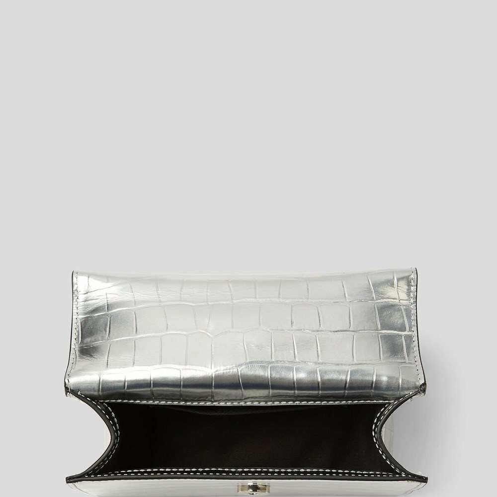 Női Karl Lagerfeld K/Signature Croc-embossed Small Válltáskák Titán | QIW362051