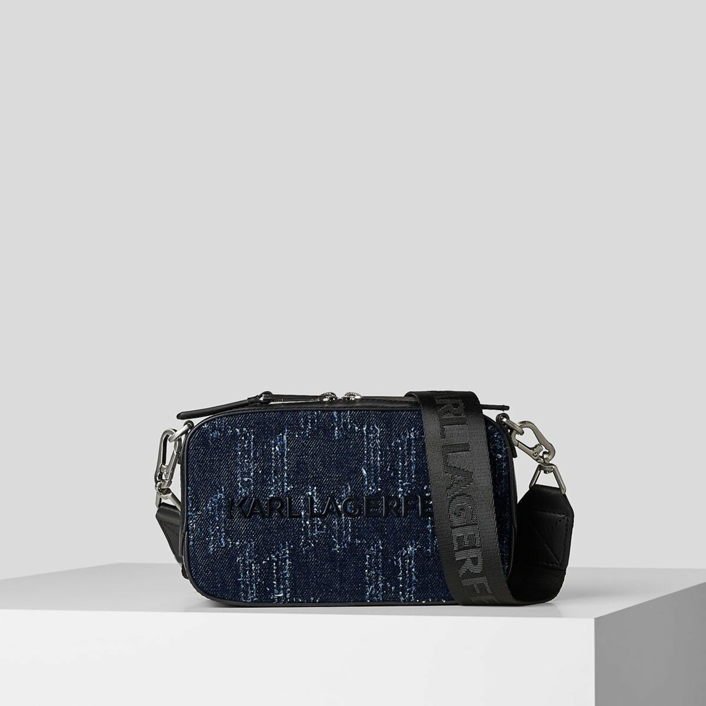 Női Karl Lagerfeld K/Skuare Denim Camera Bagmonogram Crossbody Táska Kék | VLB915768