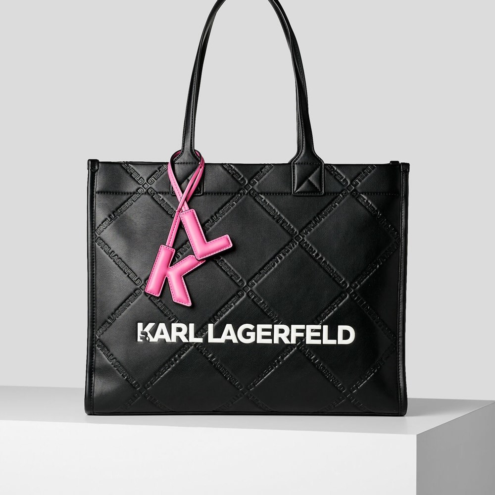 Női Karl Lagerfeld K/Skuare Embossed Hordtáskák Fekete | ASO437195